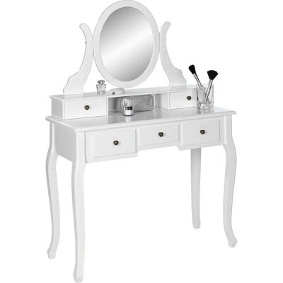 Ambia Home Schminktisch - Moderner Stil, Ovalspiegel, 5 Schubladen - Schminktisch Ambia Home Schminktisch - Moderner Stil, Ovalspiegel, 5 Schubladen - Schminktisch