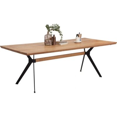 Linea Natura Rustik Eichen Esstisch - Massiv Eiche, Öl Finish, Schwarze Metallbeine - Esstisch Linea Natura Rustik Eichen Esstisch - Massiv Eiche, Öl Finish, Schwarze Metallbeine - Esstisch