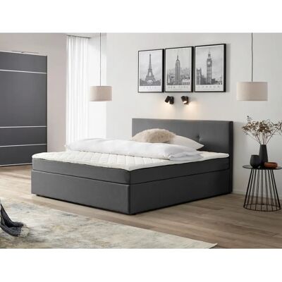 P & B Graues Bett - 180x200cm, Holz, Textil, Verbundholz - Bett P & B Graues Bett - 180x200cm, Holz, Textil, Verbundholz - Bett