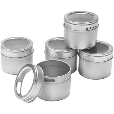 Homeware Profession Fűszeres Doboz Készlet - 6 Doboz, 1 Mágneses Tartó - Fém Homeware Profession Fűszeres Doboz Készlet - 6 Doboz, 1 Mágneses Tartó - Fém
