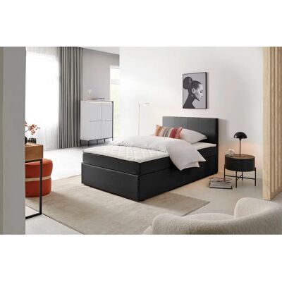 P & B Kontinentales Bett - 140x200 cm, Holz, Textil, Grau P & B Kontinentales Bett - 140x200 cm, Holz, Textil, Grau