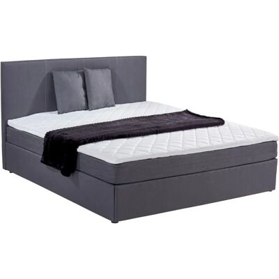 P & B Kontinentales Bett - Grau, 160/200, Holz, Textil P & B Kontinentales Bett - Grau, 160/200, Holz, Textil