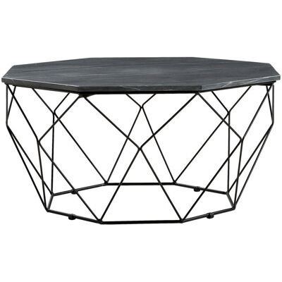 Novel Fekete Márvány Dohányzóasztal - 84cm Modern Fém Lábbal Novel Fekete Márvány Dohányzóasztal - 84cm Modern Fém Lábbal