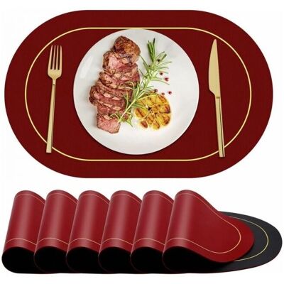 CYSLMUK - Oval PU Leather 45x35 - Bordeaux - Table Mats CYSLMUK - Oval PU Leather 45x35 - Bordeaux - Table Mats