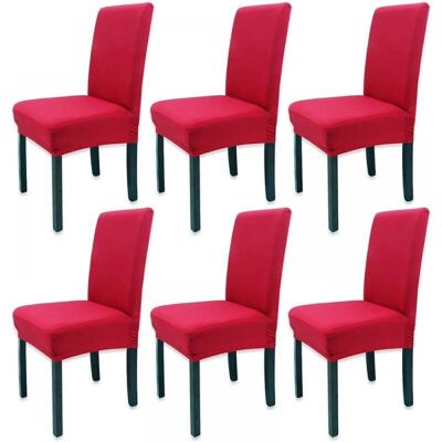 CYSLMUK - Coprisedia elasticizzato all-inclusive - Red - 6-Piece - Chair Cover Set CYSLMUK - Coprisedia elasticizzato all-inclusive - Red - 6-Piece - Chair Cover Set
