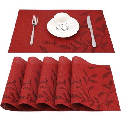 CYSLMUK - Set of 6 vinyl placemats - blue - washable CYSLMUK - Set of 6 vinyl placemats - blue - washable