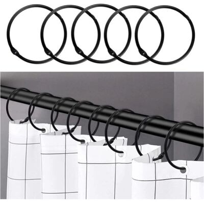 CYSLMUK - Shower Curtain Ring Set - Black - 24pcs - Curtain Rings CYSLMUK - Shower Curtain Ring Set - Black - 24pcs - Curtain Rings
