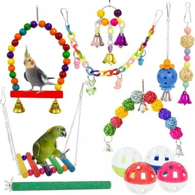 CYSLMUK - 12-Piece - Colored Bird Swing Set - Bird Toy CYSLMUK - 12-Piece - Colored Bird Swing Set - Bird Toy