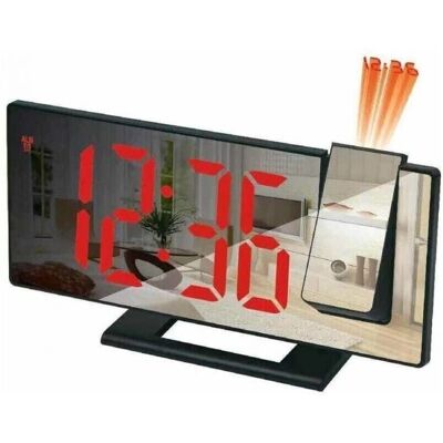 CYSLMUK - Reloj con proyección - Carcasa negra - Texto rojo CYSLMUK - Reloj con proyección - Carcasa negra - Texto rojo