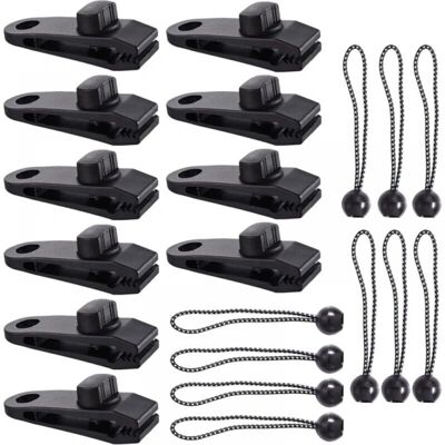 CYSLMUK - Black 8x2.7x3 cm 20 pcs Tent Clips CYSLMUK - Black 8x2.7x3 cm 20 pcs Tent Clips
