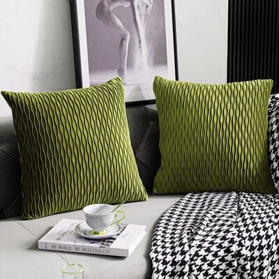 CYSLMUK - Velvet Stripe - Green - 18x18 - Pillow Cover CYSLMUK - Velvet Stripe - Green - 18x18 - Pillow Cover