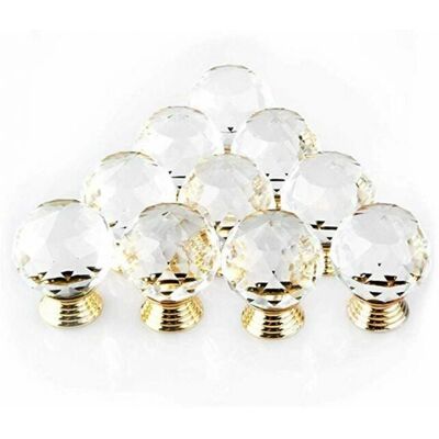 CYSLMUK - Pomos cristal 30mm - Pack 10 - Claro - Pomos de mueble CYSLMUK - Pomos cristal 30mm - Pack 10 - Claro - Pomos de mueble