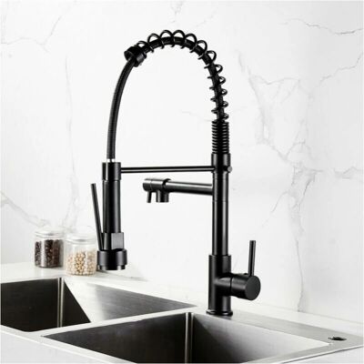 Cyslmuk - Grifo de cocina extraíble 2 chorros - Negro - Faucet Cyslmuk - Grifo de cocina extraíble 2 chorros - Negro - Faucet