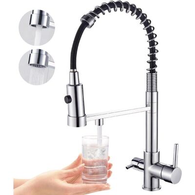 Cyslmuk 3-in-1 pull-out kitchen faucet - Brass Cyslmuk 3-in-1 pull-out kitchen faucet - Brass