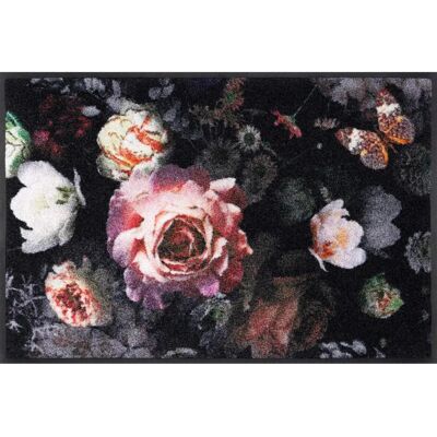 Tappetino Night Roses di Kleen-Tex - 50x75cm, Nero-Rosa, Lavabile Tappetino Night Roses di Kleen-Tex - 50x75cm, Nero-Rosa, Lavabile