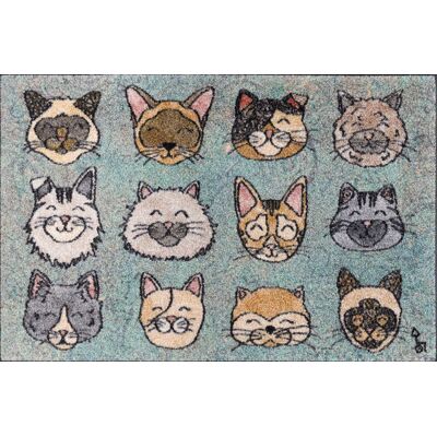 Kleen-Tex Glückskatzen Dekorative Fußmatte - 75x50cm, Bunt, Waschbar Kleen-Tex Glückskatzen Dekorative Fußmatte - 75x50cm, Bunt, Waschbar