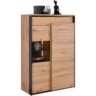 Hom`in Fekete Artisan Magas Szekrény - 95x140x41 cm - Modern Dizájn Hom`in Fekete Artisan Magas Szekrény - 95x140x41 cm - Modern Dizájn