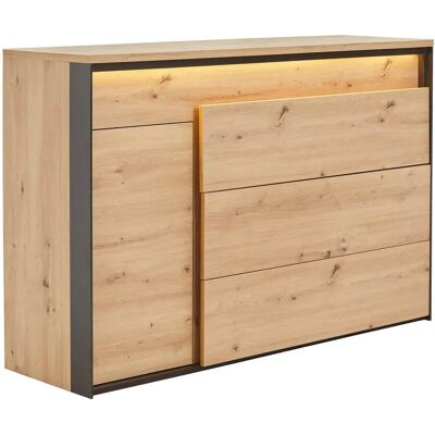 Hom`in Fekete Artisan Tölgy Szekrény - LED, Modern Dizájn Hom`in Fekete Artisan Tölgy Szekrény - LED, Modern Dizájn
