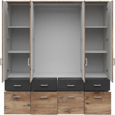 Brando 181x197x54cm Unisex Kleiderschrank - Tölgy / Sötétszürke Brando 181x197x54cm Unisex Kleiderschrank - Tölgy / Sötétszürke