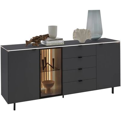 Dieter Knoll Széles Komód - MDF Antracit - Fekete MDF-furnér - Természetes lakkozás - LED-világítás Dieter Knoll Széles Komód - MDF Antracit - Fekete MDF-furnér - Természetes lakkozás - LED-világítás