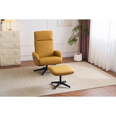 Livetastic Gelbes Leder- und Stoff-Recliner mit Drehfunktion - Relaxsessel Livetastic Gelbes Leder- und Stoff-Recliner mit Drehfunktion - Relaxsessel
