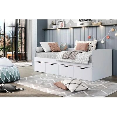MID.YOU Weißes Bett mit Stauraum 90/200 cm MID.YOU Weißes Bett mit Stauraum 90/200 cm
