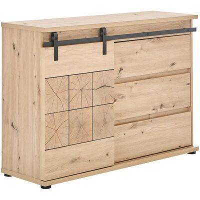 MID.YOU Breite Kommode - Schwarz, Eiche Finish - Schubladenschrank MID.YOU Breite Kommode - Schwarz, Eiche Finish - Schubladenschrank