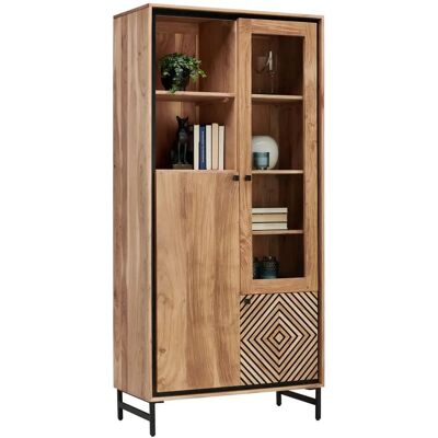 Ambia Home - VITRÍNA - akác - fekete - 90/190/42 cm Ambia Home - VITRÍNA - akác - fekete - 90/190/42 cm