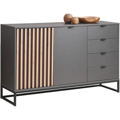 Voleo - TÁLALÓSZEKRÉNY 141,4/85,4/40 cm - Grafit szürke - Artisan tölgy - Sideboard Voleo - TÁLALÓSZEKRÉNY 141,4/85,4/40 cm - Grafit szürke - Artisan tölgy - Sideboard