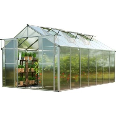 GFP Aluminum Greenhouse 2.25x4.49m Weatherproof - Hobby Garden GFP Aluminum Greenhouse 2.25x4.49m Weatherproof - Hobby Garden