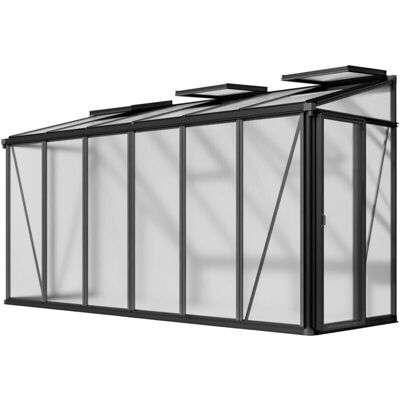 GFP Aluminum Lean-to Greenhouse - Polycarbonate - 388x142 cm - Antracita GFP Aluminum Lean-to Greenhouse - Polycarbonate - 388x142 cm - Antracita