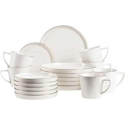 Service à café Mäser Sita - Porcelaine, 18 pièces, Blanc, Or Service à café Mäser Sita - Porcelaine, 18 pièces, Blanc, Or