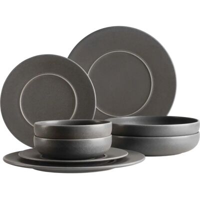 Ensemble de Vaisselle Mäser Unico - Gris - 8 pièces - Pour 2 personnes - Design scandinave moderne - Publicité Ensemble de Vaisselle Mäser Unico - Gris - 8 pièces - Pour 2 personnes - Design scandinave moderne - Publicité