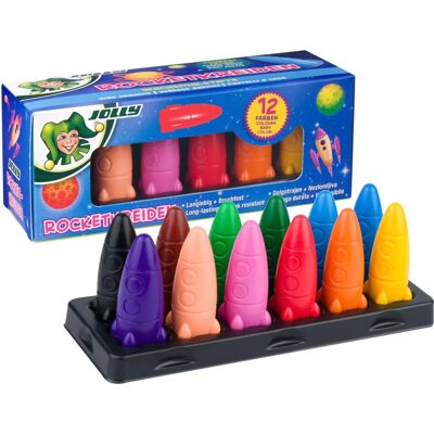 JOLLY Rocket Wachsmalstifte - 12 Farben - Kreativkunstset JOLLY Rocket Wachsmalstifte - 12 Farben - Kreativkunstset