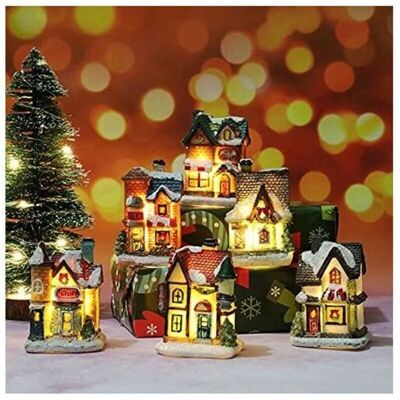 RNEMITERY - 5-Piece Miniature Village - LED - Decoración interior RNEMITERY - 5-Piece Miniature Village - LED - Decoración interior