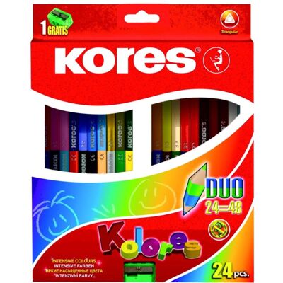 Kores Duo Trojúhelníkové Pastelky - 24 ks Kores Duo Trojúhelníkové Pastelky - 24 ks