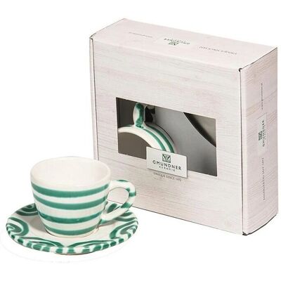 Gmundner Keramik - Tasse Espresso & Soucoupe - Vert - Résistance aux chocs - 2 pièces - Publicité Gmundner Keramik - Tasse Espresso & Soucoupe - Vert - Résistance aux chocs - 2 pièces - Publicité