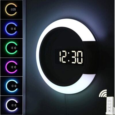 LANGRAY - LED Mirror Clock - 7 colors - Remote - Clock LANGRAY - LED Mirror Clock - 7 colors - Remote - Clock