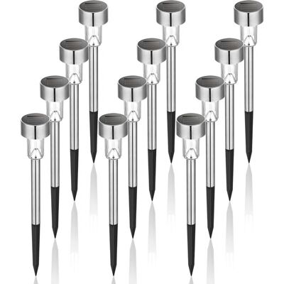 GOTRAYS - 12-Pack Solar Lights Stainless Steel - Outdoor - Pathway - Lamps GOTRAYS - 12-Pack Solar Lights Stainless Steel - Outdoor - Pathway - Lamps