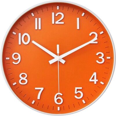 GOTRAYS - 12-Inch Wall Clock - Orange - Silent - Wall Clock GOTRAYS - 12-Inch Wall Clock - Orange - Silent - Wall Clock