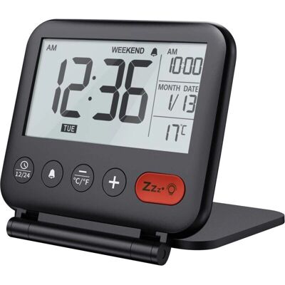 GOTRAYS - Mini Travel LCD Clock - 12/24H - Temp °C/°F - Alarm Clock GOTRAYS - Mini Travel LCD Clock - 12/24H - Temp °C/°F - Alarm Clock