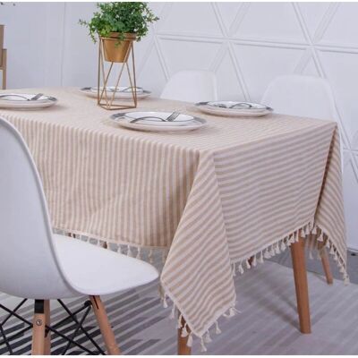 SERBIA - Linen-Cotton Stripe - 85/15 Cotton-Linen - Tablecloth SERBIA - Linen-Cotton Stripe - 85/15 Cotton-Linen - Tablecloth