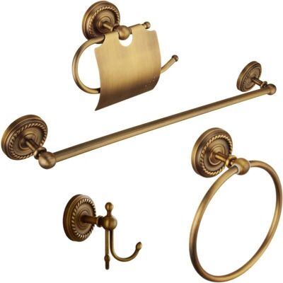 SERBIA - Antique Brass 4-Piece Bath Set - 40 cm - Bathroom Accessories SERBIA - Antique Brass 4-Piece Bath Set - 40 cm - Bathroom Accessories