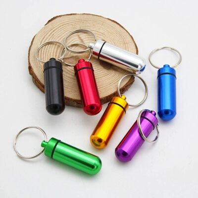 Generic - Nøglesnøringsbeholder i aluminium - Flerfarvet - Vandtæt - Pillebeholder Generic - Nøglesnøringsbeholder i aluminium - Flerfarvet - Vandtæt - Pillebeholder