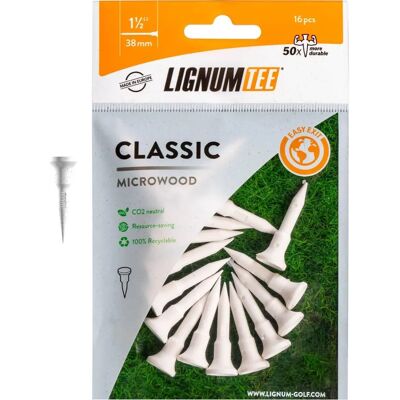 LONGRIDGE Lignum Golf Tees - 16 stk - 38mm - Hvit - Golftilbehør LONGRIDGE Lignum Golf Tees - 16 stk - 38mm - Hvit - Golftilbehør