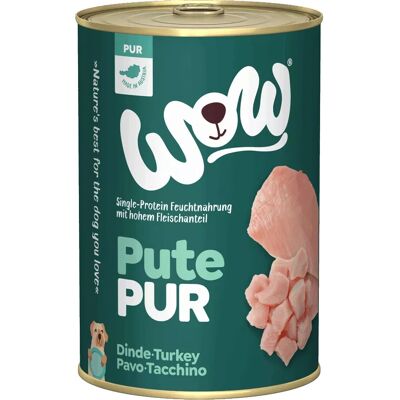 WOW Puro 12 x 400 g Alimentation humide pour chiens - Dinde WOW Puro 12 x 400 g Alimentation humide pour chiens - Dinde