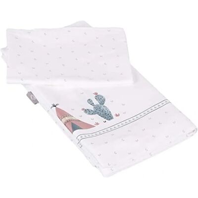 TRÄUMELAND Biancheria da letto per bebè - Verde (bianco, menta, marrone) - 100x135, 60x40 cm - Biancheria per neonati TRÄUMELAND Biancheria da letto per bebè - Verde (bianco, menta, marrone) - 100x135, 60x40 cm - Biancheria per neonati