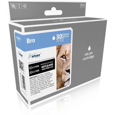 Cartouche d'encre Astar AS42110 - Noir - Pack de 2 - Compatible avec imprimantes Brother Cartouche d'encre Astar AS42110 - Noir - Pack de 2 - Compatible avec imprimantes Brother