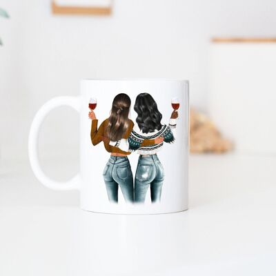 Troppotogo Mug Personnalisé avec Illustration de Deux Amies - Mug - Publicité Troppotogo Mug Personnalisé avec Illustration de Deux Amies - Mug - Publicité
