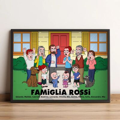 troppotogo - Tableau Personnalisé Illustration Famille - 42x59cm - Cadre Inclus - Framed Illustration - Publicité troppotogo - Tableau Personnalisé Illustration Famille - 42x59cm - Cadre Inclus - Framed Illustration - Publicité
